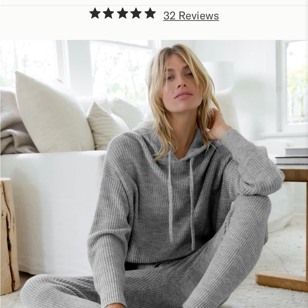 Jenni Kayne Alpaca Fisherman Hoody Heather Grey Medium